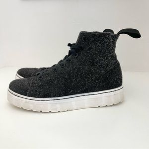 Dr. Martens Talib Wooly Bully Raw Grey Black 8-Eye Sneakers Combat Boots Shoes